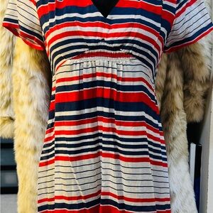 Fiorucci Striped Midi Dress - Red, Blue, White